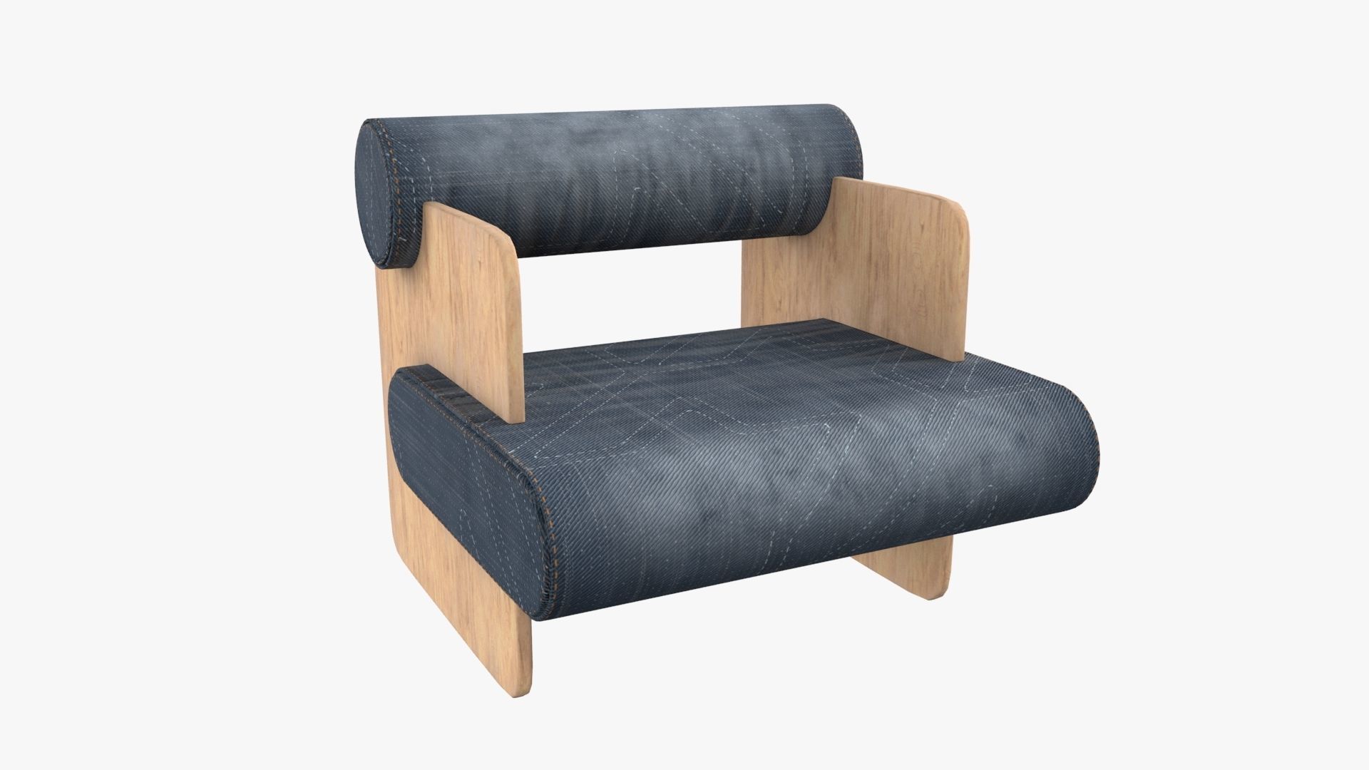 Armchair Chair Modern Denim 3D model_1