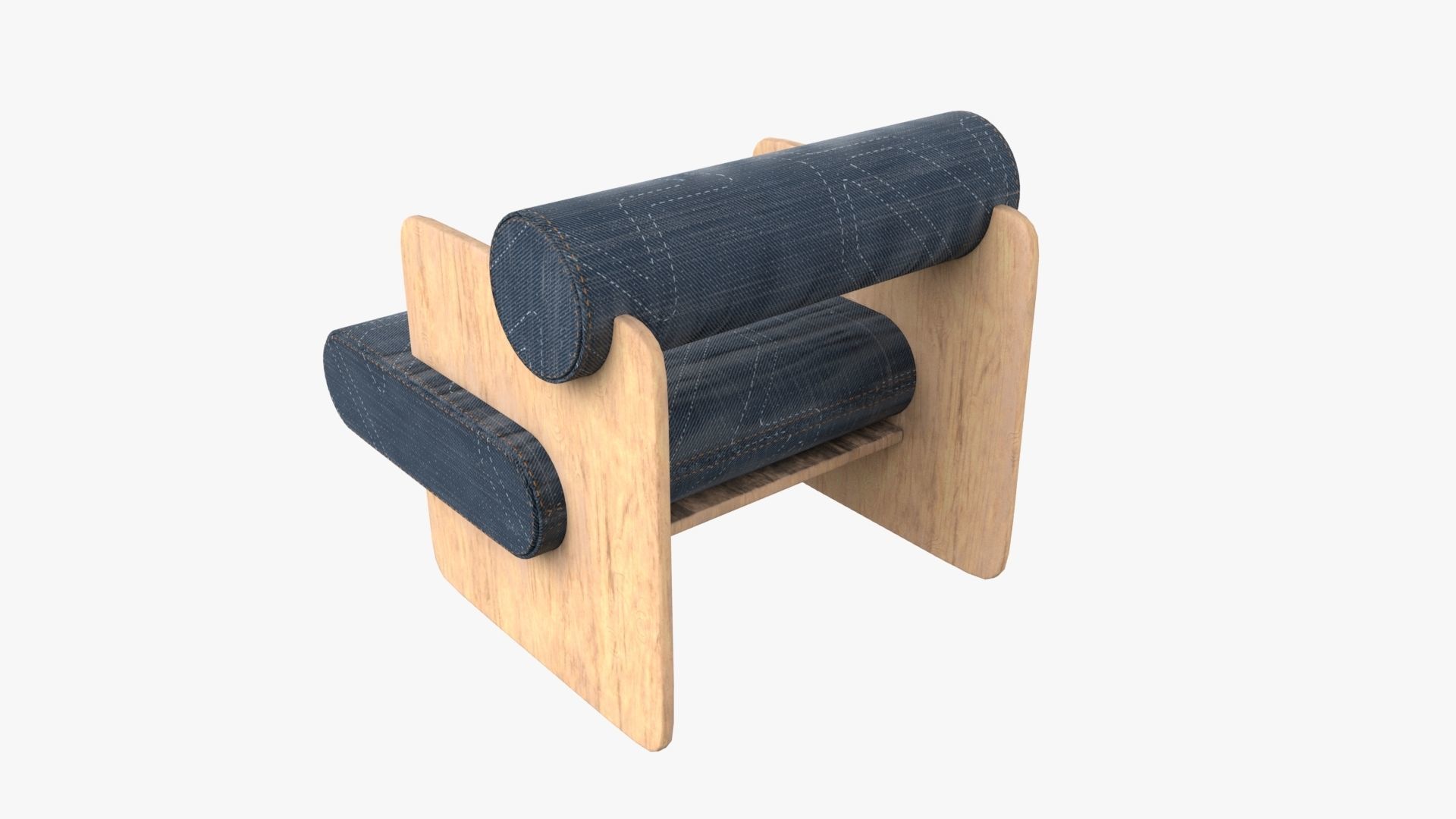 Armchair Chair Modern Denim 3D model_3