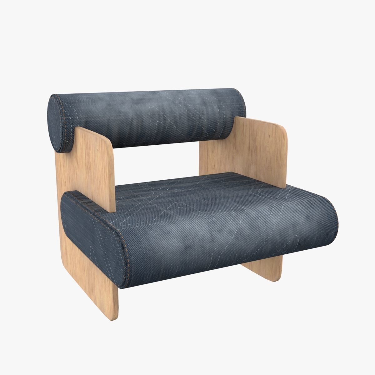 Armchair Chair Modern Denim 3D model_22