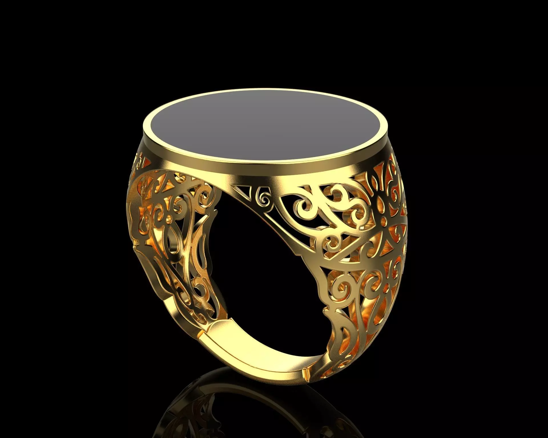 mens signet ring  3D print model_0