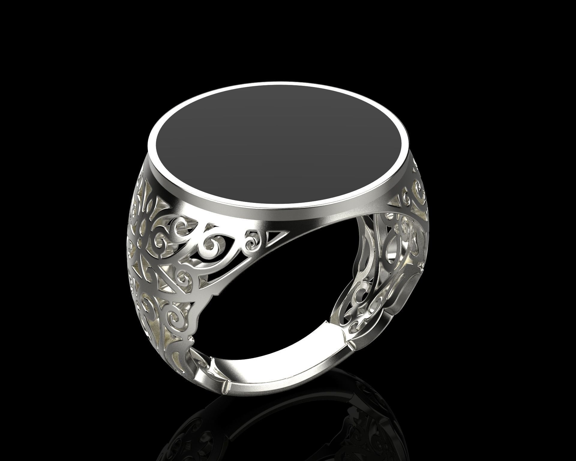 mens signet ring  3D print model_9
