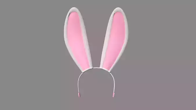 Furry Ears Tiara C06 White - Headband Character Design Low-poly 3D model
