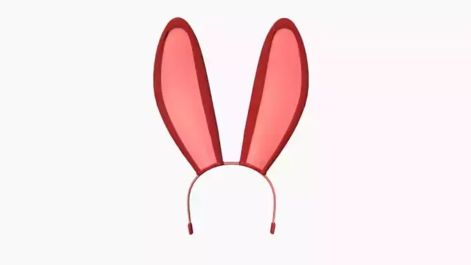Furry Ears Tiara C10 Red - Headband Character Design Low-poly 3D model