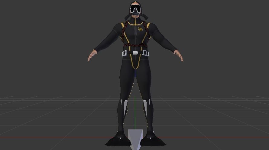 Scuba Diver Low-poly 3D model_8