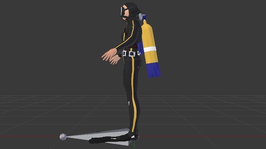 Scuba Diver Low-poly 3D model_6