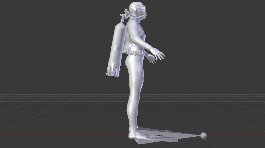 Scuba Diver Low-poly 3D model_13