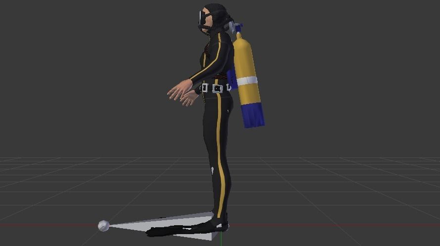 Scuba Diver Low-poly 3D model_10