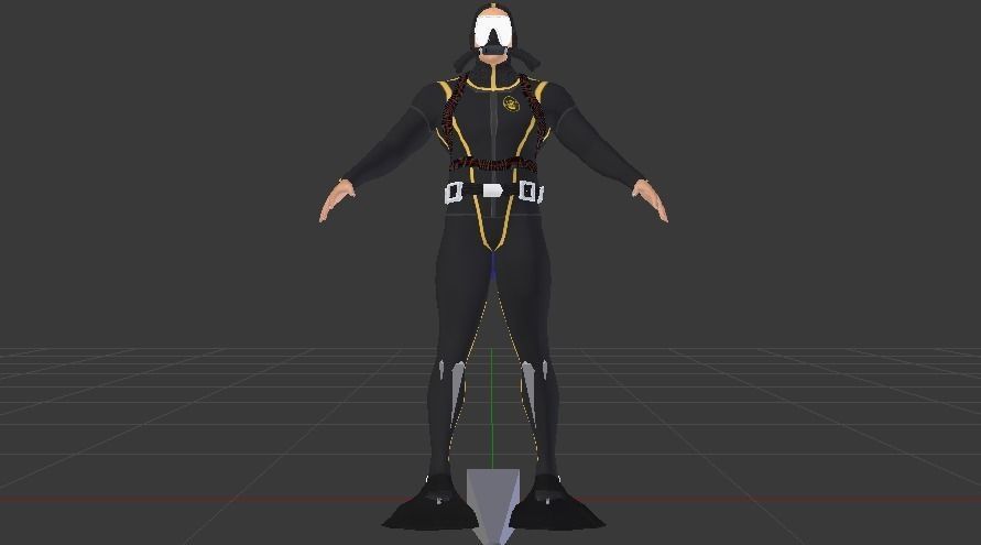 Scuba Diver Low-poly 3D model_4