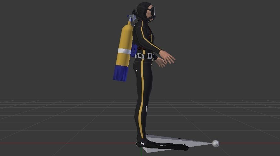 Scuba Diver Low-poly 3D model_9