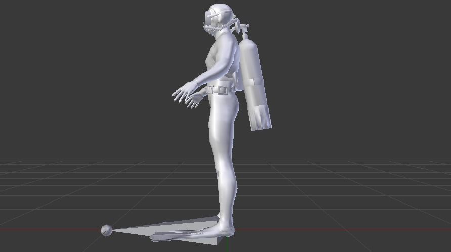 Scuba Diver Low-poly 3D model_14