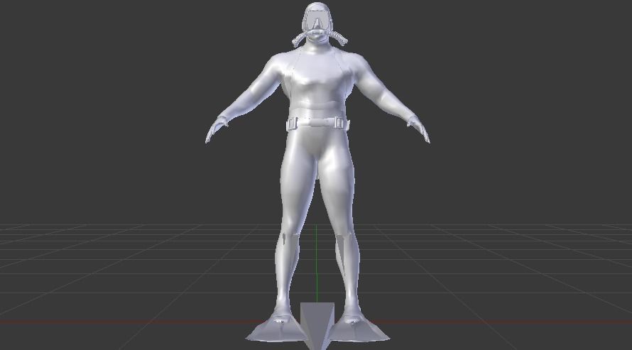 Scuba Diver Low-poly 3D model_12