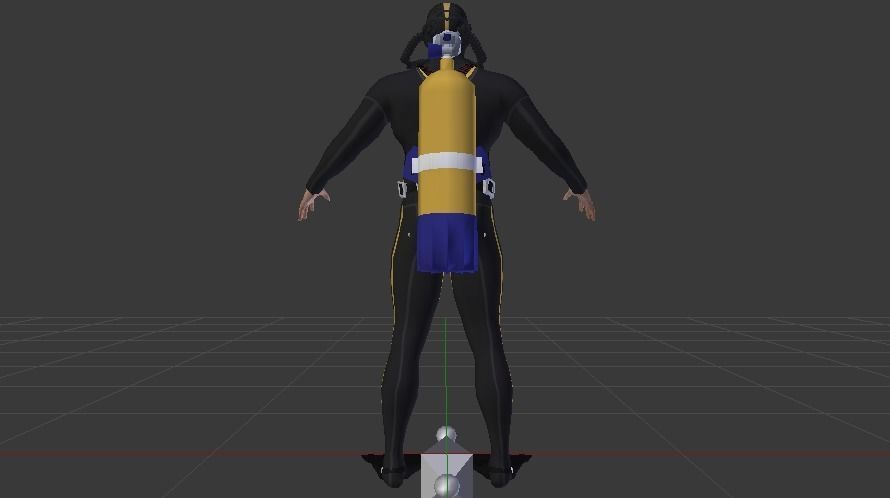 Scuba Diver Low-poly 3D model_11