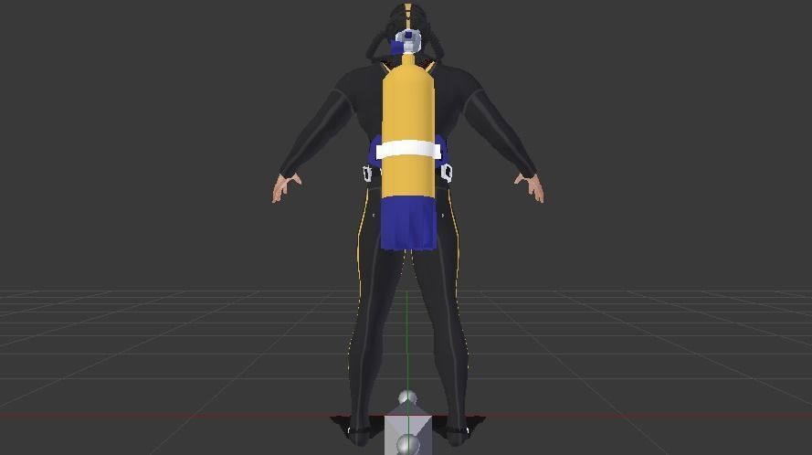 Scuba Diver Low-poly 3D model_7