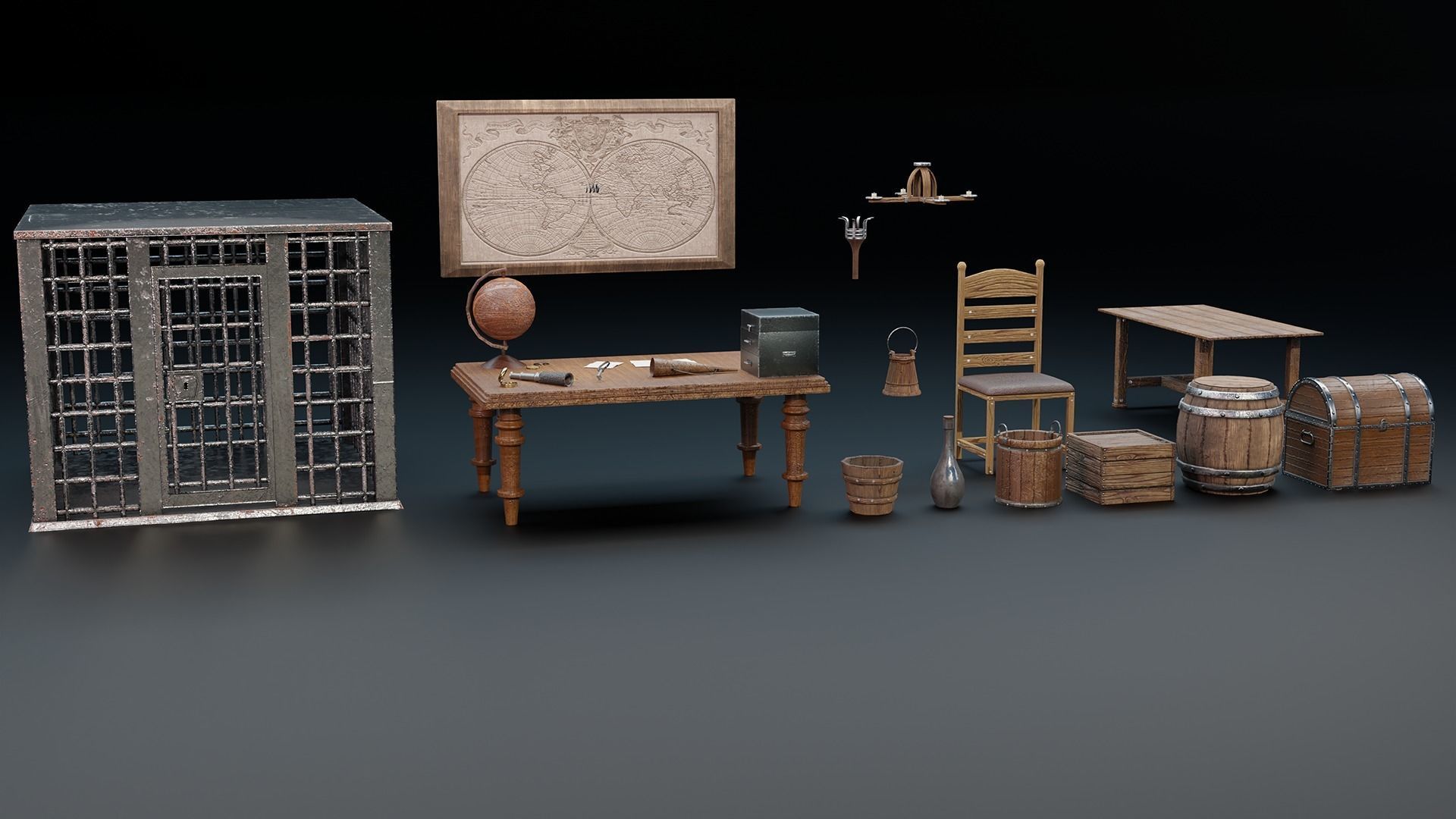 28 Medieval Pirate Theme Props - Vol 1 Low-poly 3D model_16