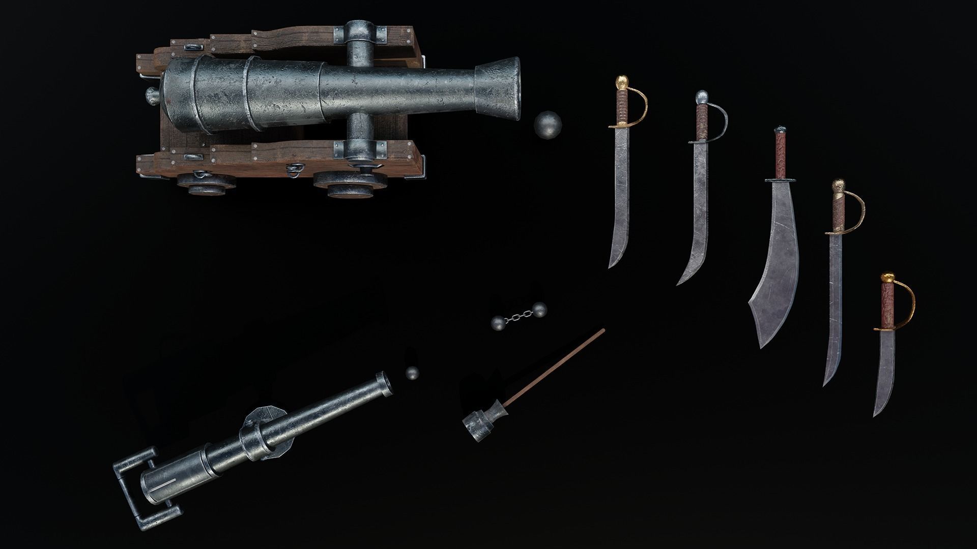 28 Medieval Pirate Theme Props - Vol 1 Low-poly 3D model_9
