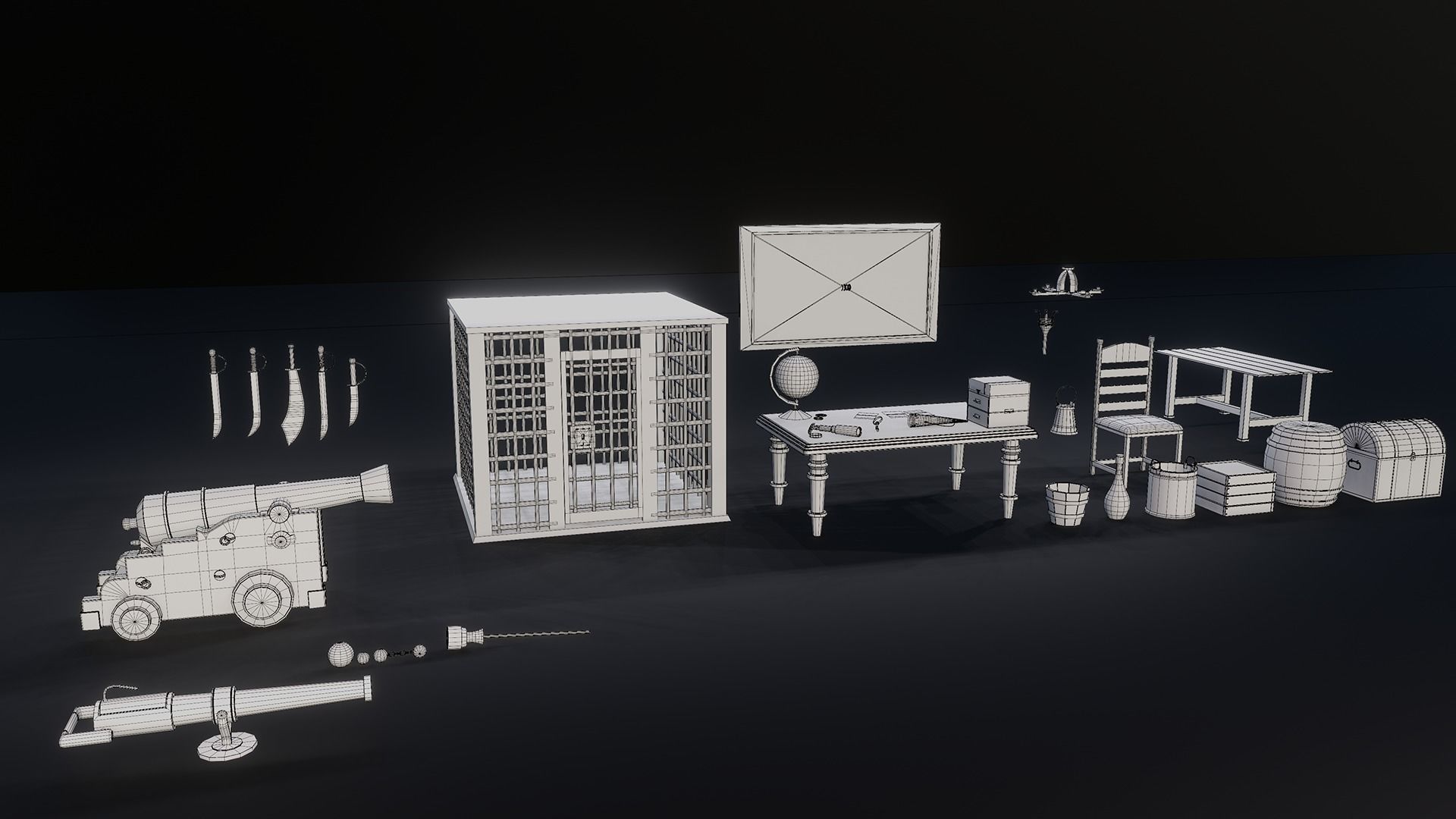 28 Medieval Pirate Theme Props - Vol 1 Low-poly 3D model_8