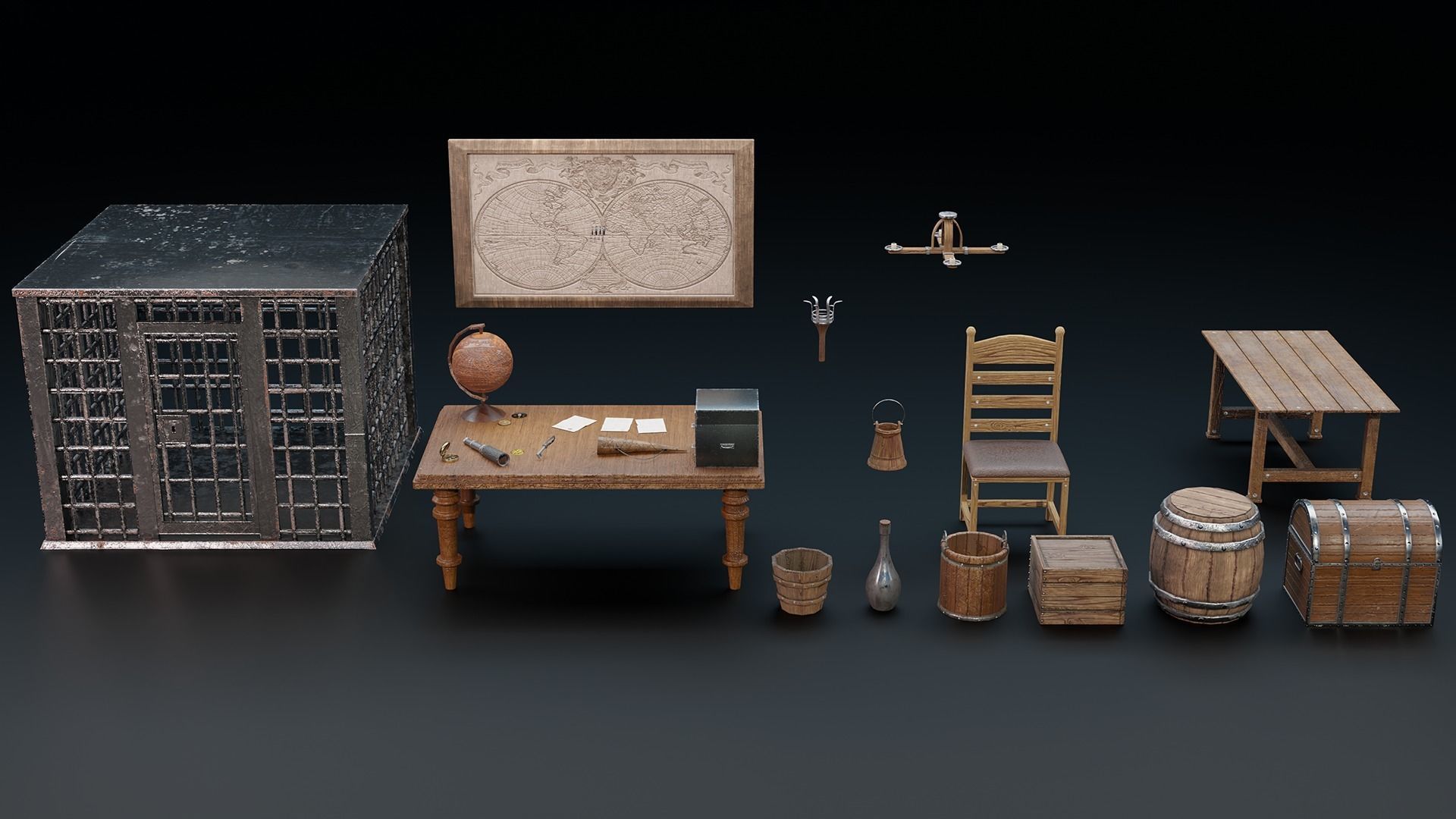 28 Medieval Pirate Theme Props - Vol 1 Low-poly 3D model_18