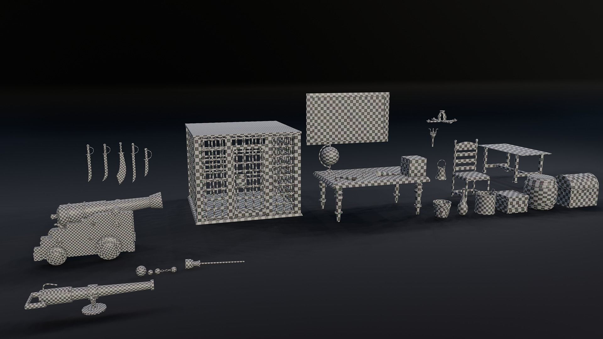 28 Medieval Pirate Theme Props - Vol 1 Low-poly 3D model_10