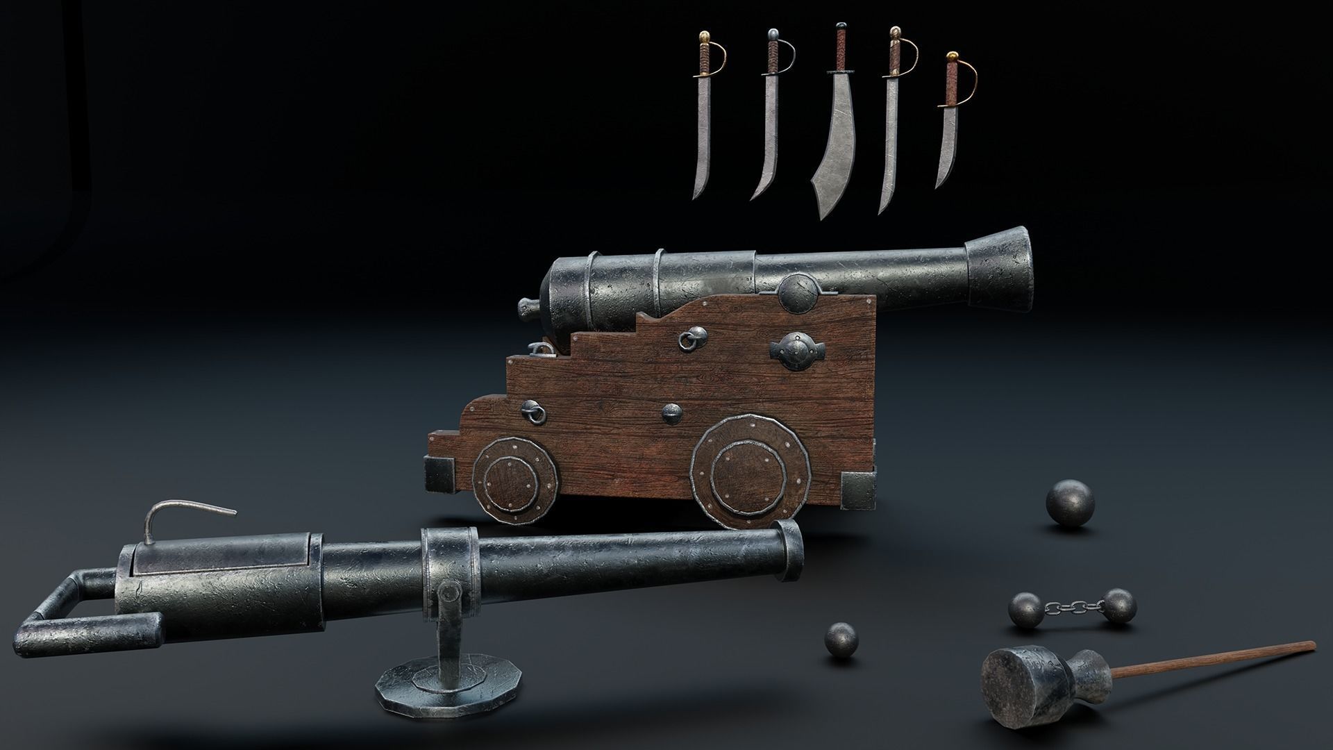 28 Medieval Pirate Theme Props - Vol 1 Low-poly 3D model_15