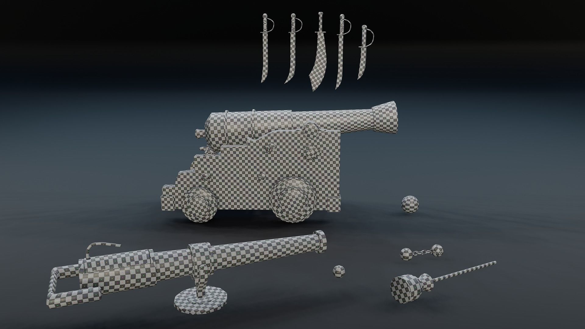 28 Medieval Pirate Theme Props - Vol 1 Low-poly 3D model_7