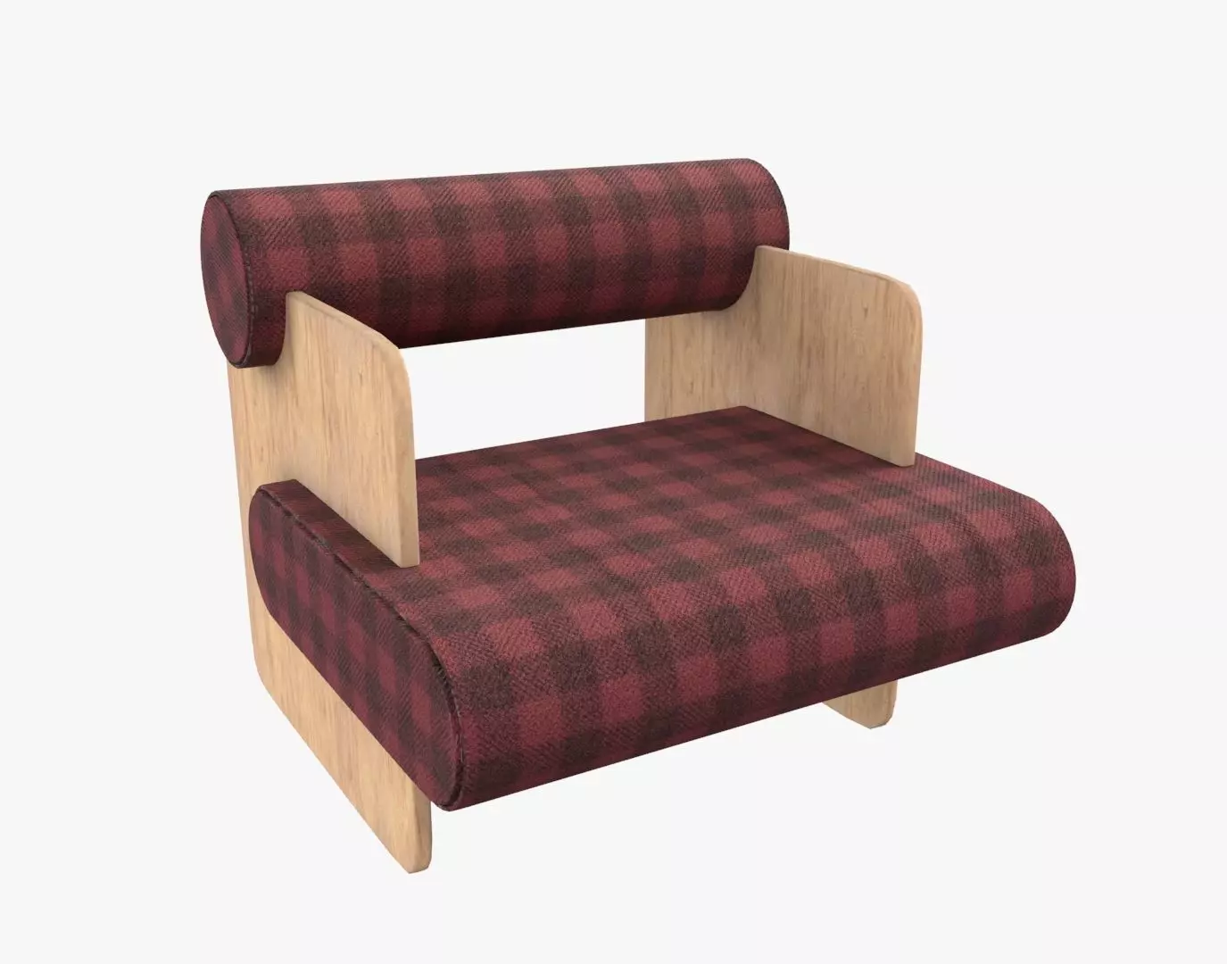 Armchair Chair Modern Tartan Red 3D model