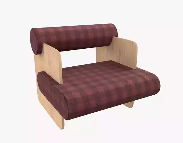Armchair Chair Modern Tartan Red