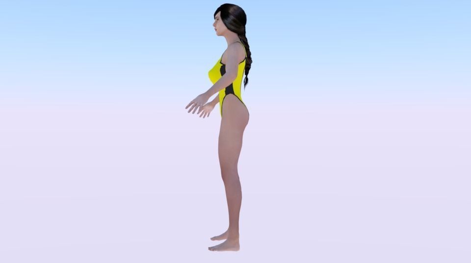 A Woman in a Bikini 012 Low-poly 3D model_2