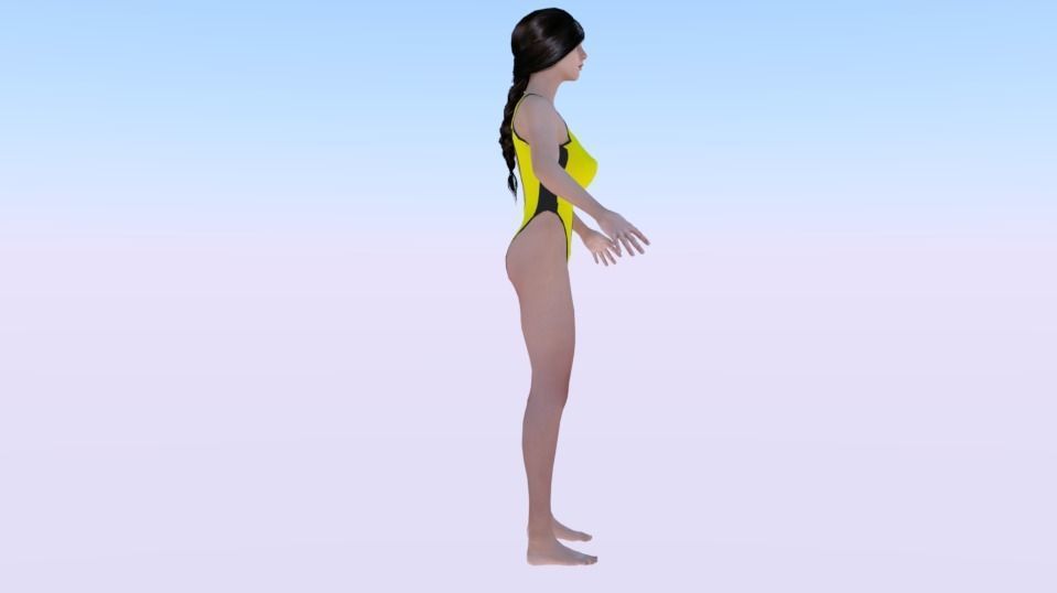 A Woman in a Bikini 012 Low-poly 3D model_1