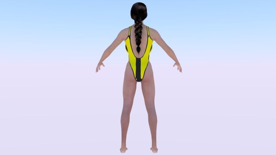 A Woman in a Bikini 012 Low-poly 3D model_3