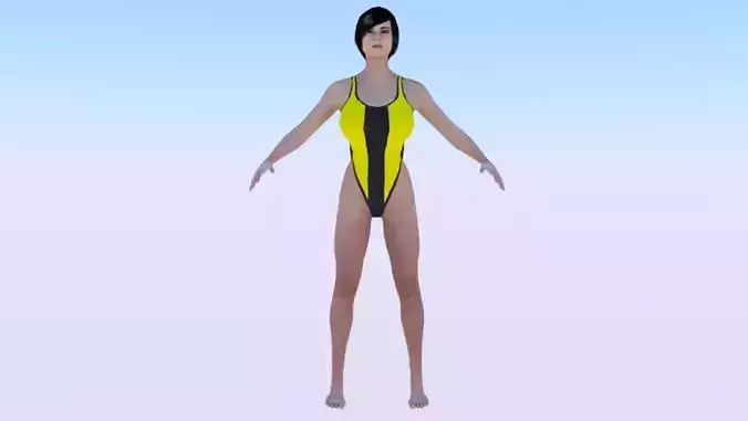A Woman in a Bikini 012 Low-poly 3D model