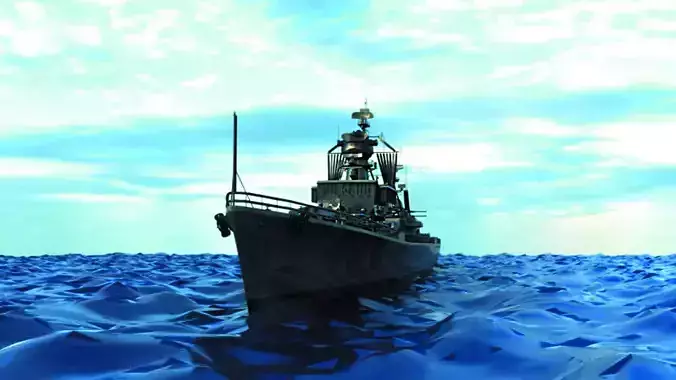 Destroyer Warship on the Sea 3D model