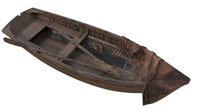 Wooden rowing Boat  Low-poly 3D model