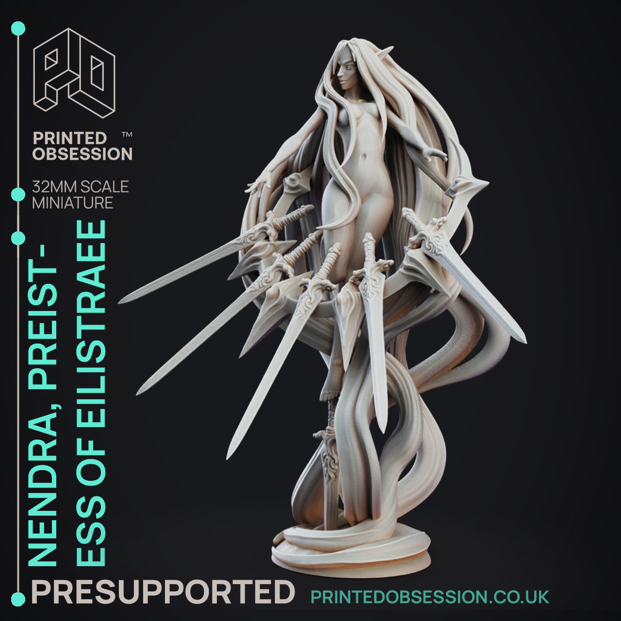 Nendra Priestess - 3D Printable TTRPG - PRESUPPORTED - 32mm 3D print model_1