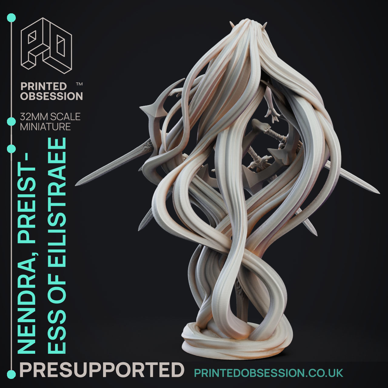 Nendra Priestess - 3D Printable TTRPG - PRESUPPORTED - 32mm 3D print model_2