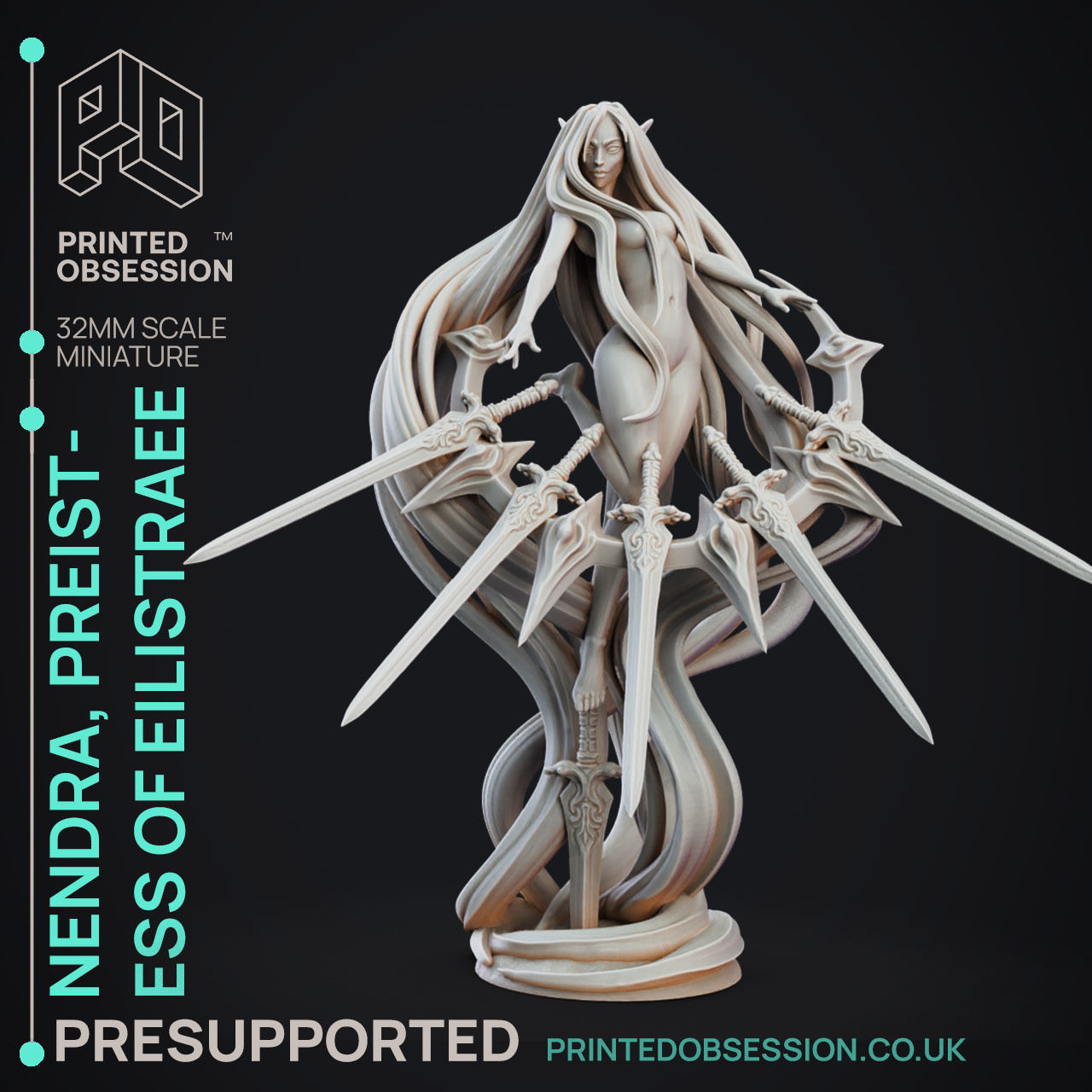 Nendra Priestess - 3D Printable TTRPG - PRESUPPORTED - 32mm 3D print model_4