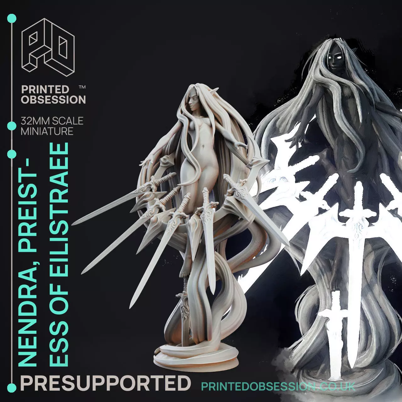 Nendra Priestess - 3D Printable TTRPG - PRESUPPORTED - 32mm 3D print model_0