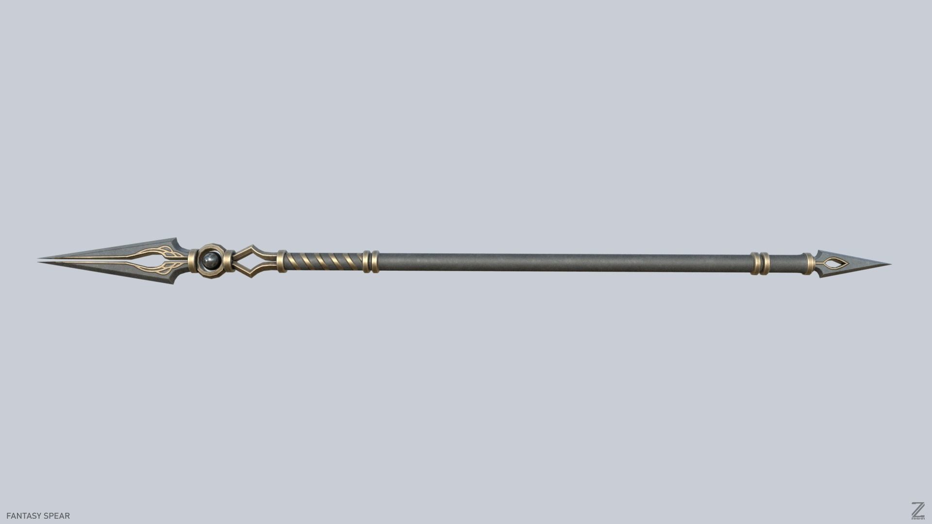 Fantasy spear Low-poly 3D model_7