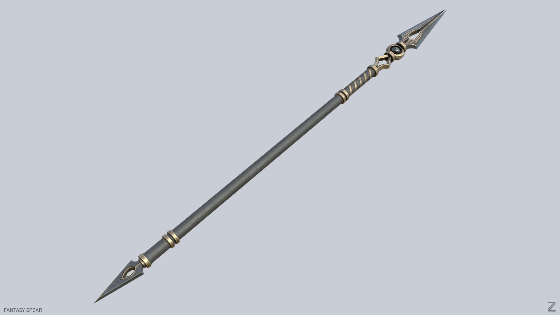 Fantasy spear Low-poly 3D model_9
