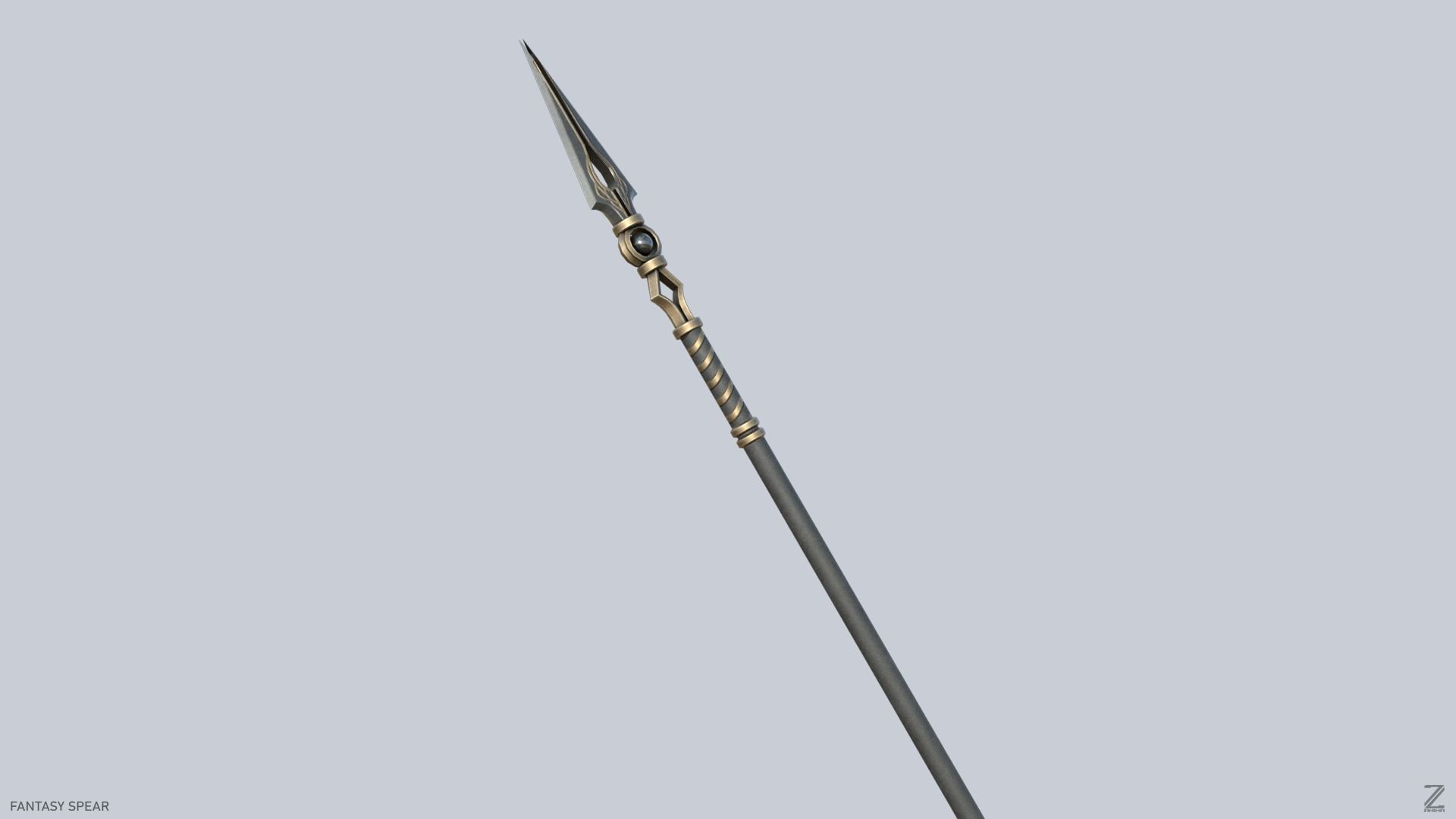 Fantasy spear Low-poly 3D model_6