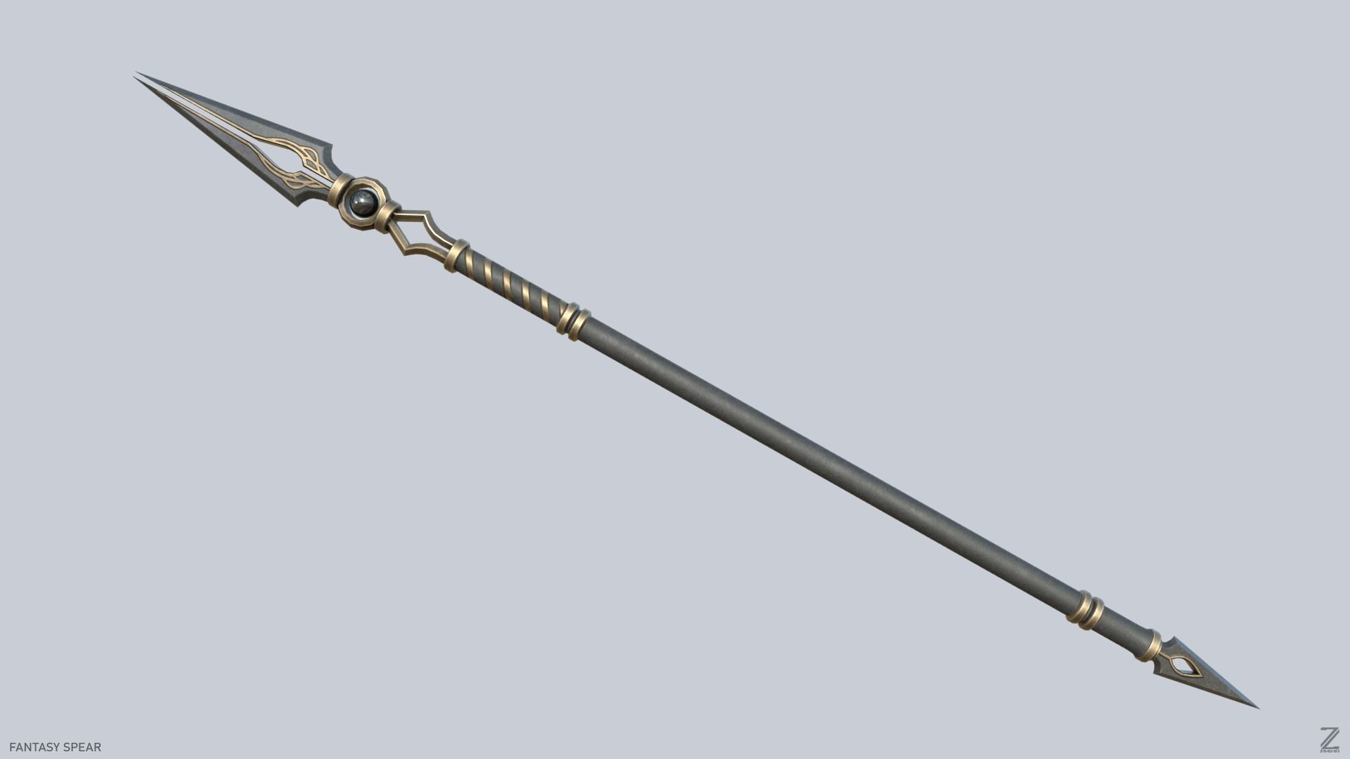 Fantasy spear Low-poly 3D model_1