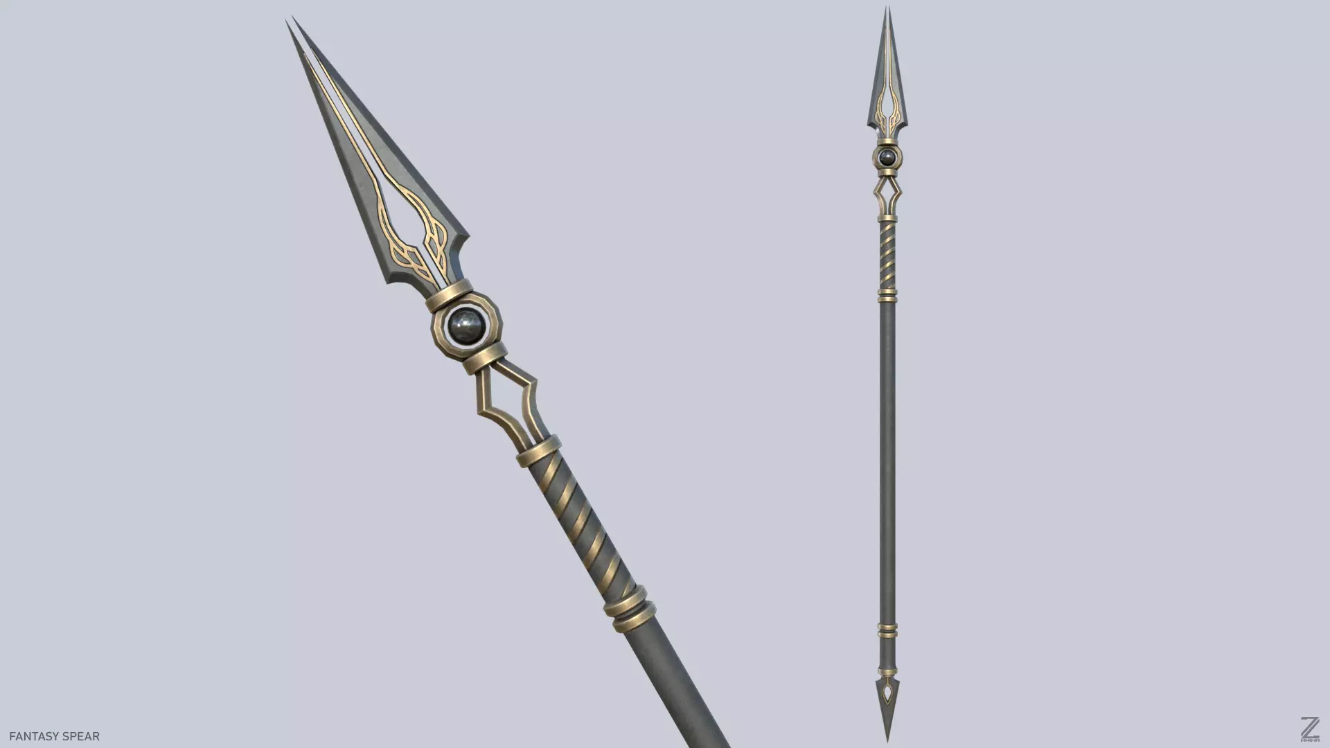 Fantasy spear Low-poly 3D model_0
