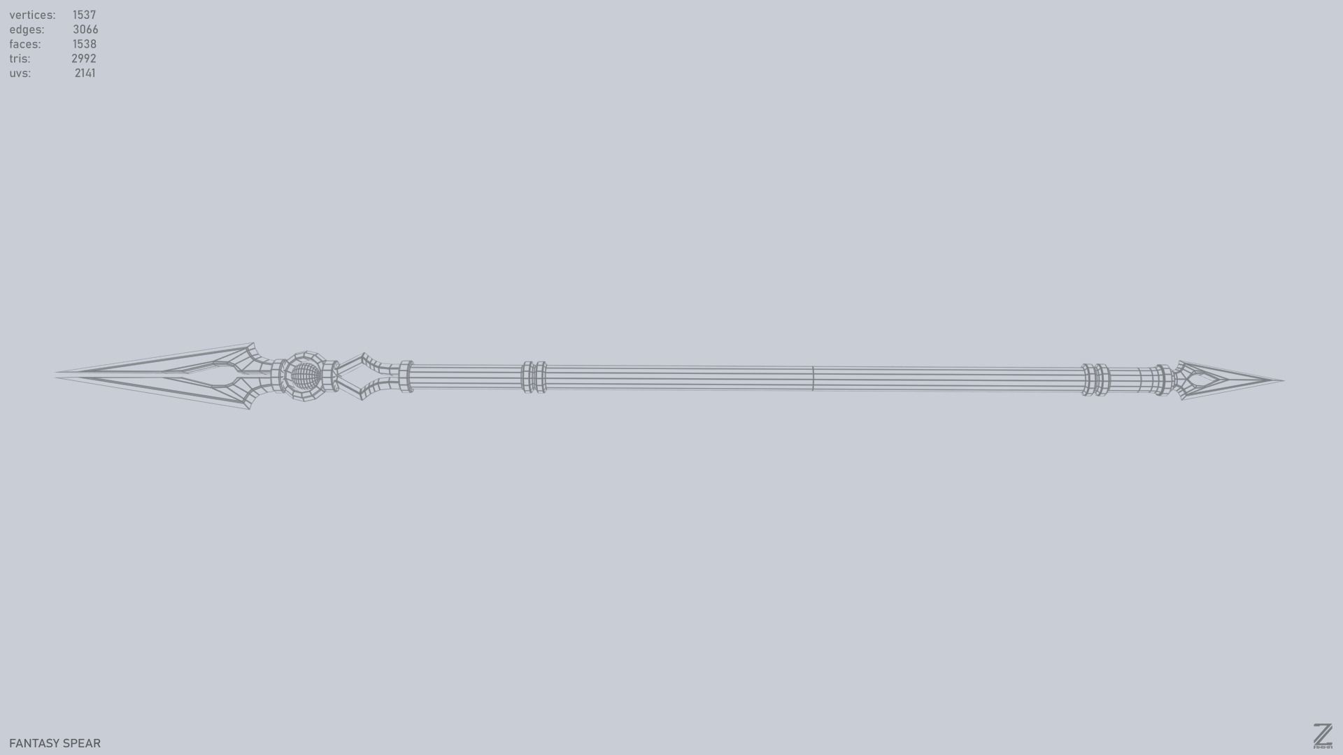 Fantasy spear Low-poly 3D model_13