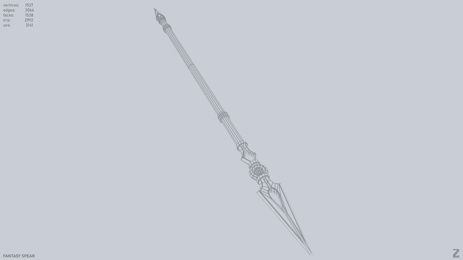 Fantasy spear Low-poly 3D model_14