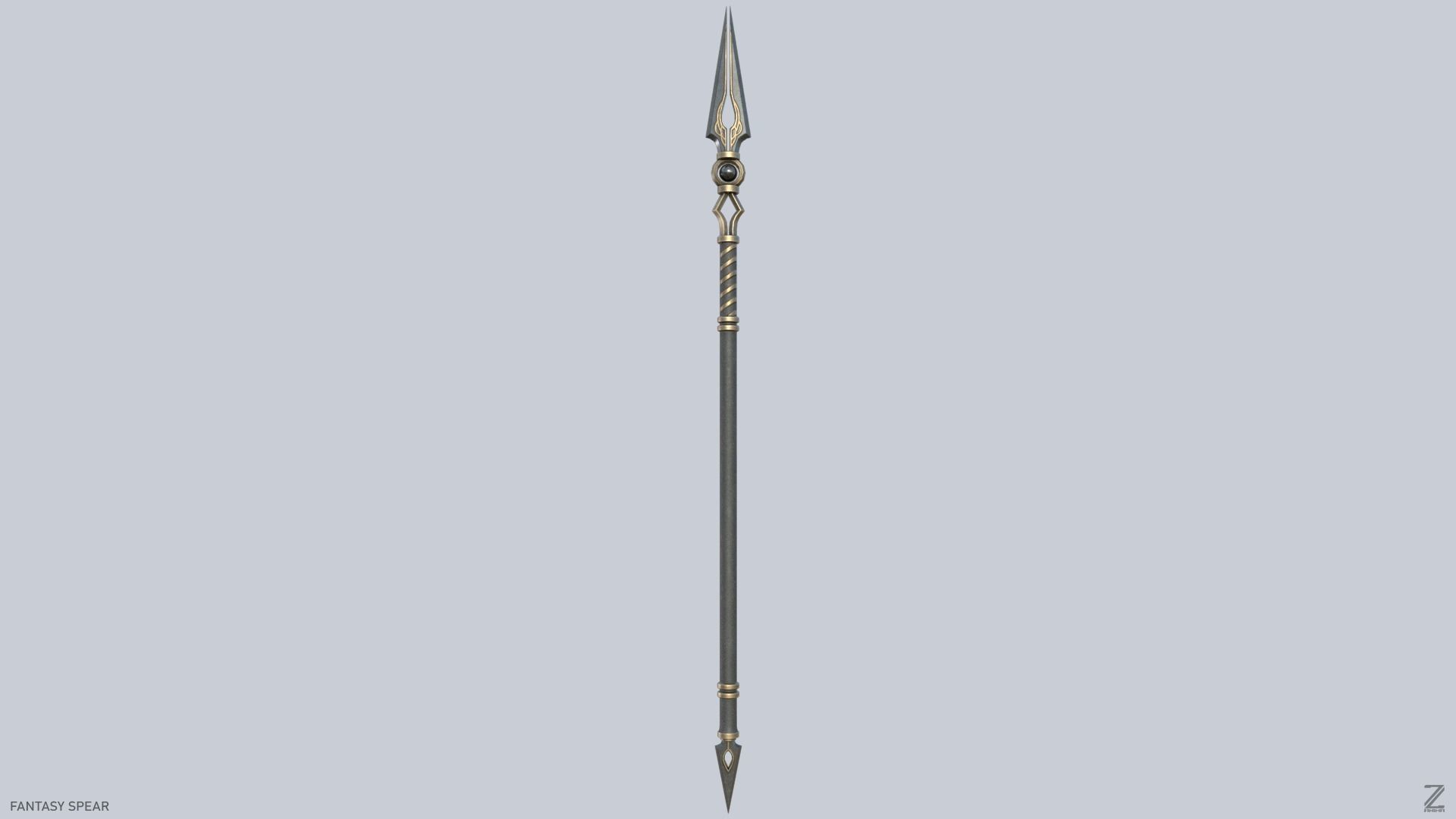 Fantasy spear Low-poly 3D model_4