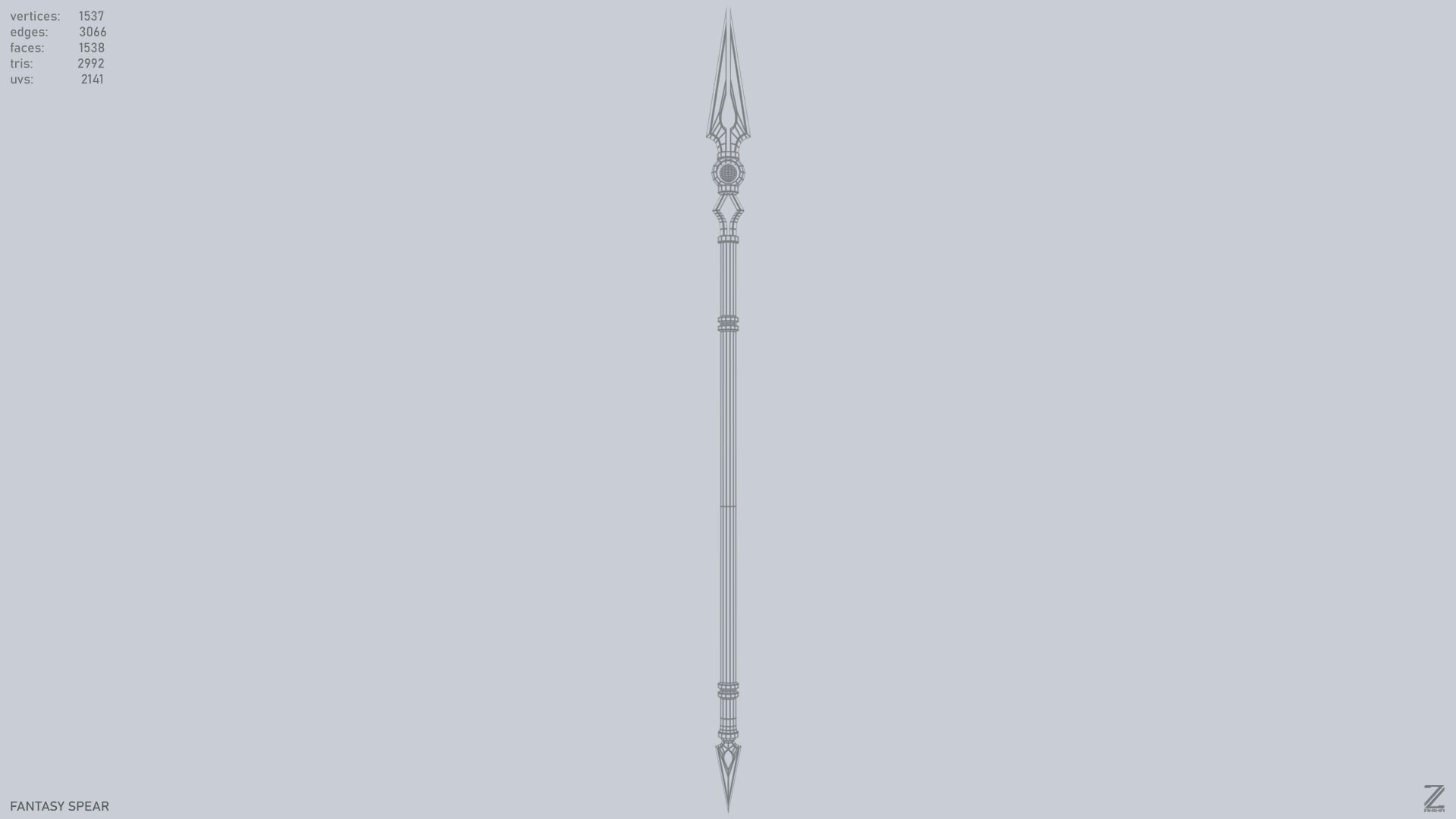 Fantasy spear Low-poly 3D model_10
