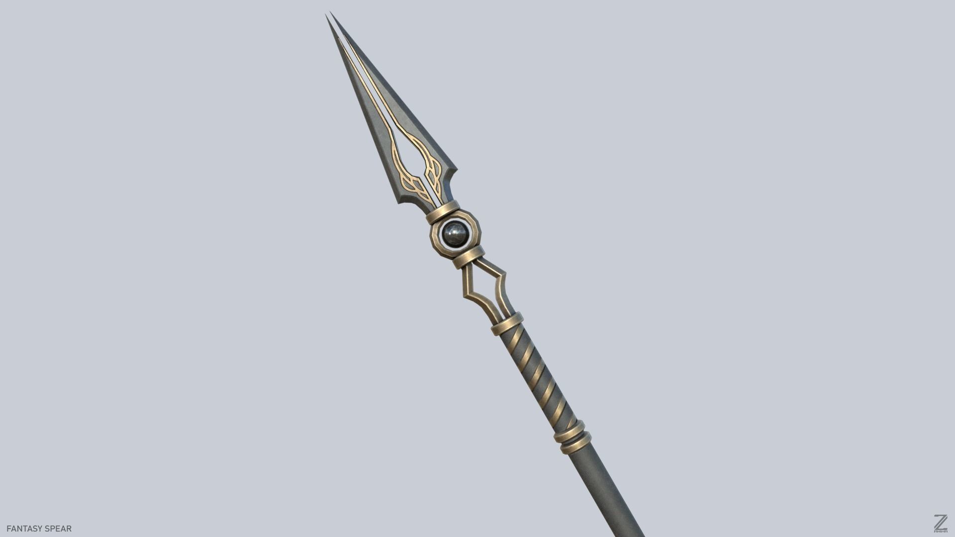 Fantasy spear Low-poly 3D model_5