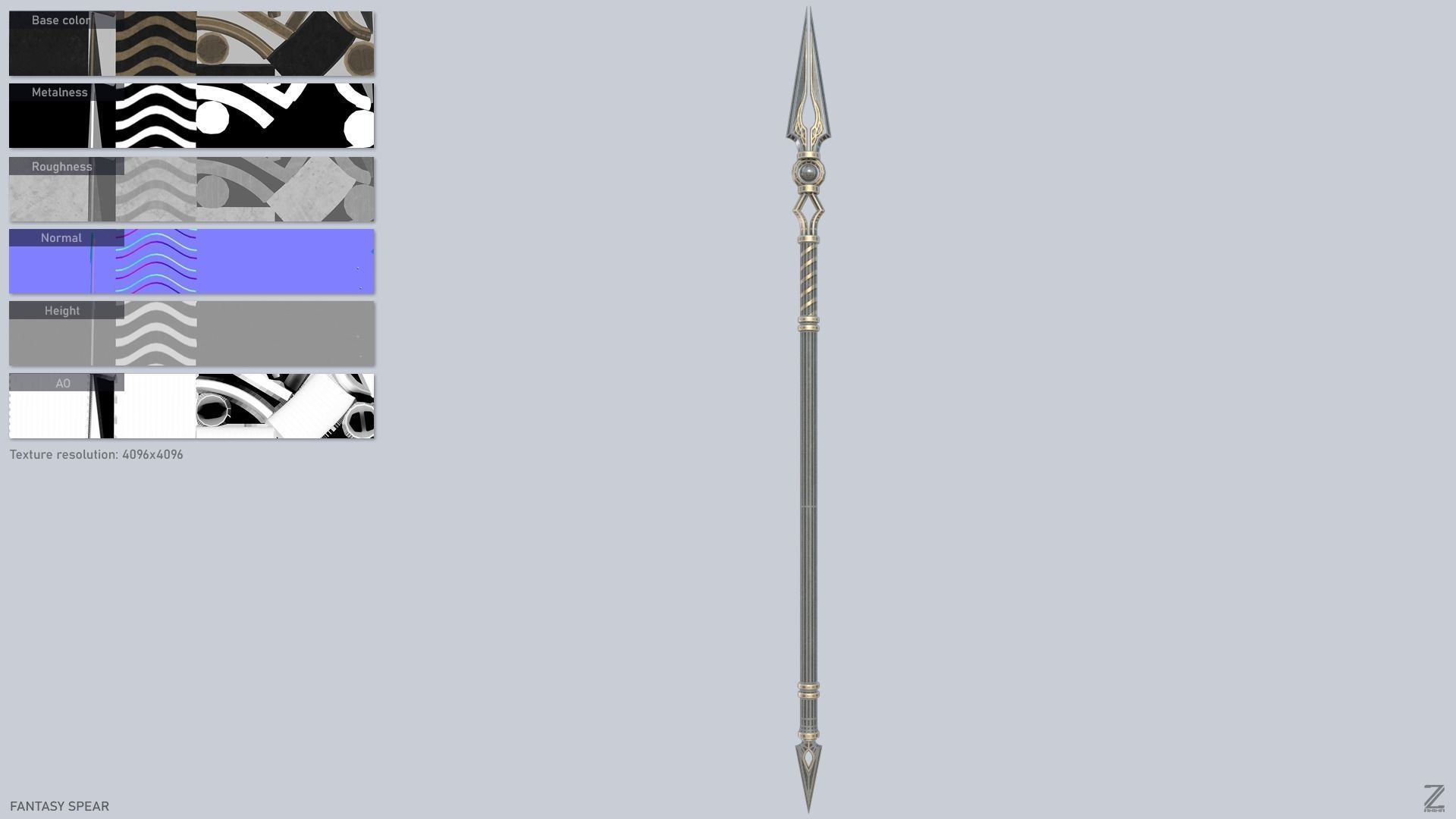 Fantasy spear Low-poly 3D model_2
