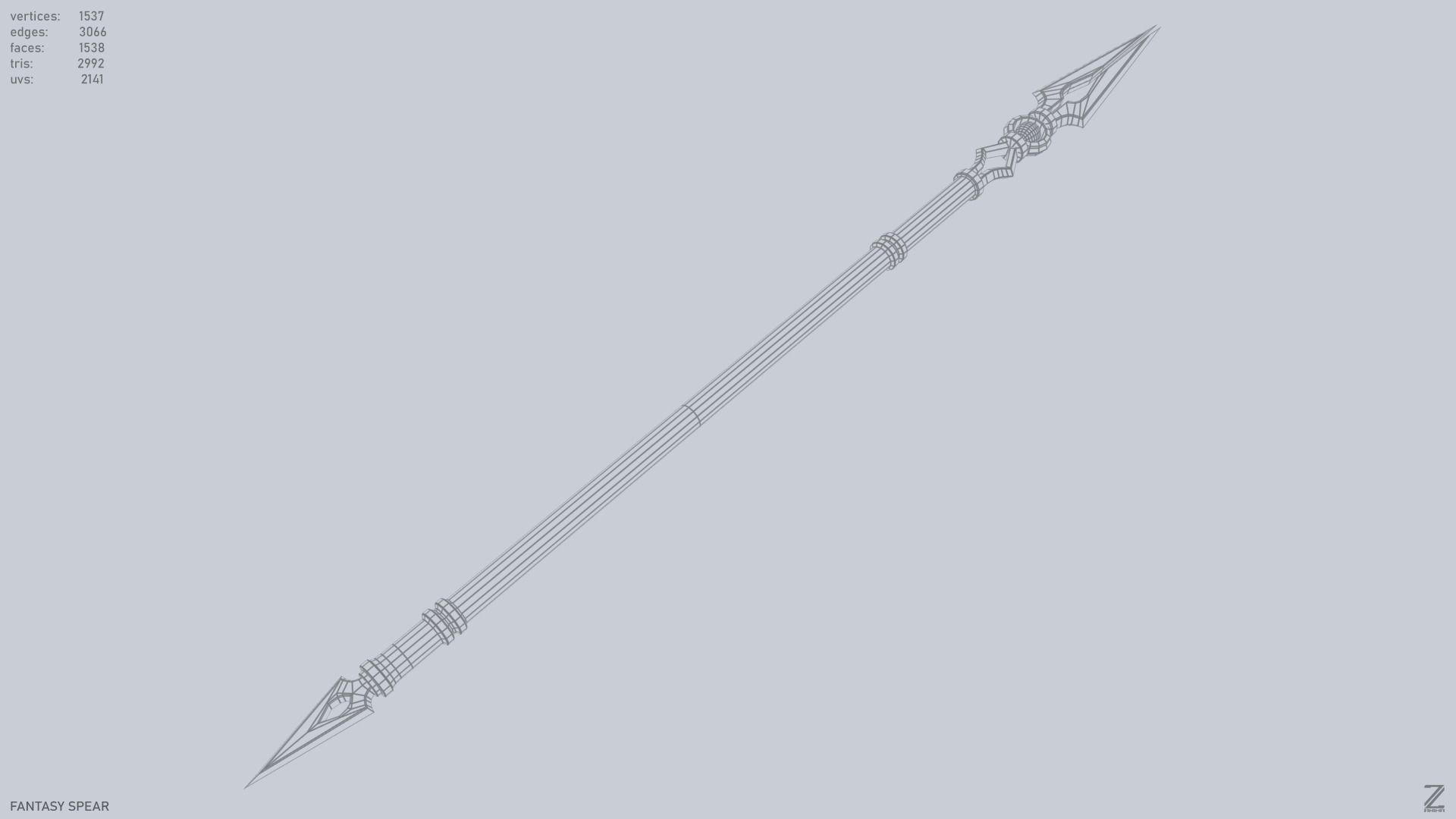 Fantasy spear Low-poly 3D model_15