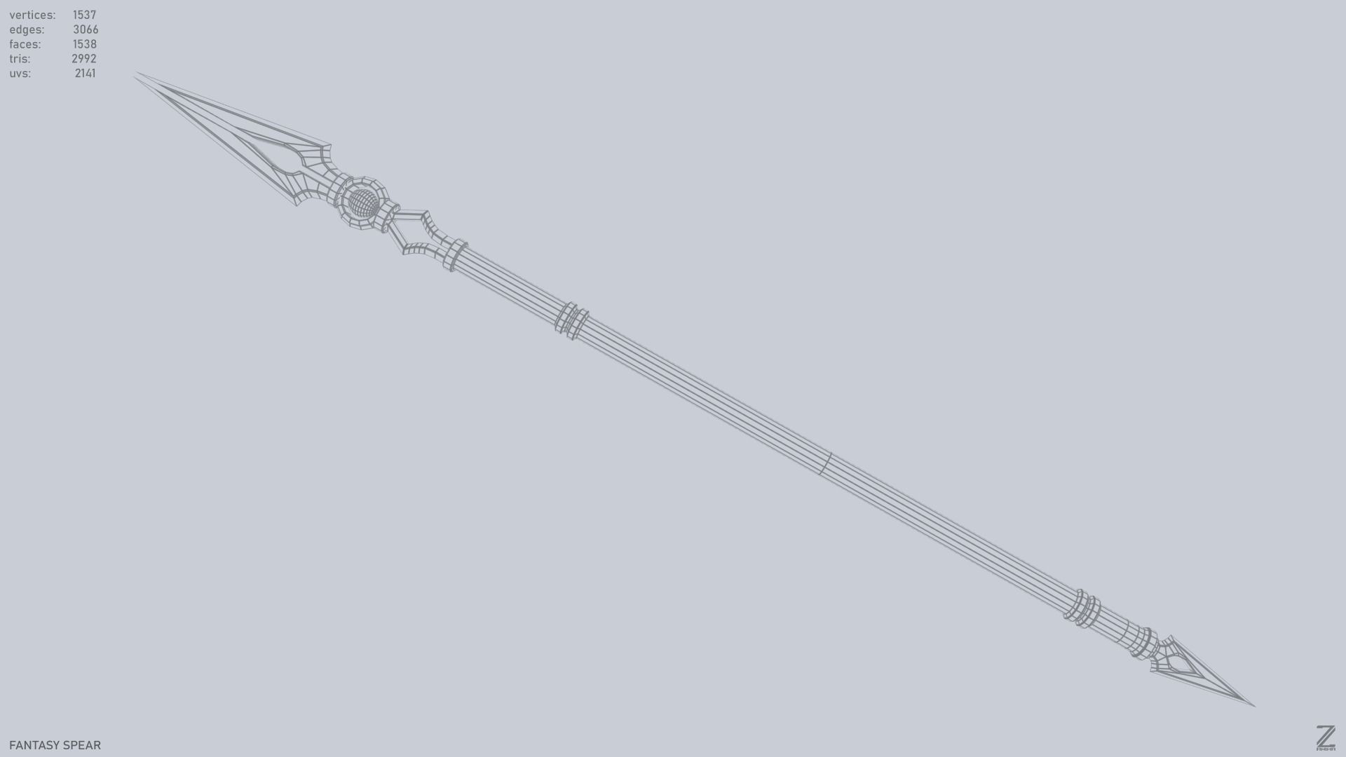 Fantasy spear Low-poly 3D model_3