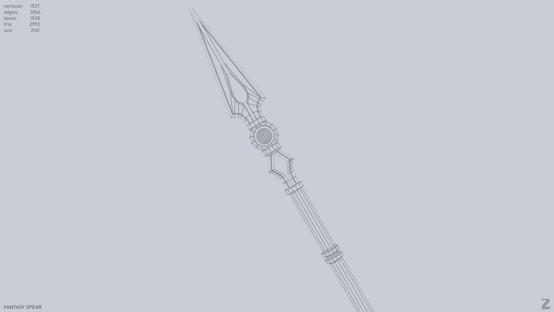 Fantasy spear Low-poly 3D model_11